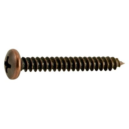 Midwest Fastener Sheet Metal Screw, #10 x 1-1/2 in, Bronze Plated Steel Pan Head Phillips Drive, 25 PK 35957